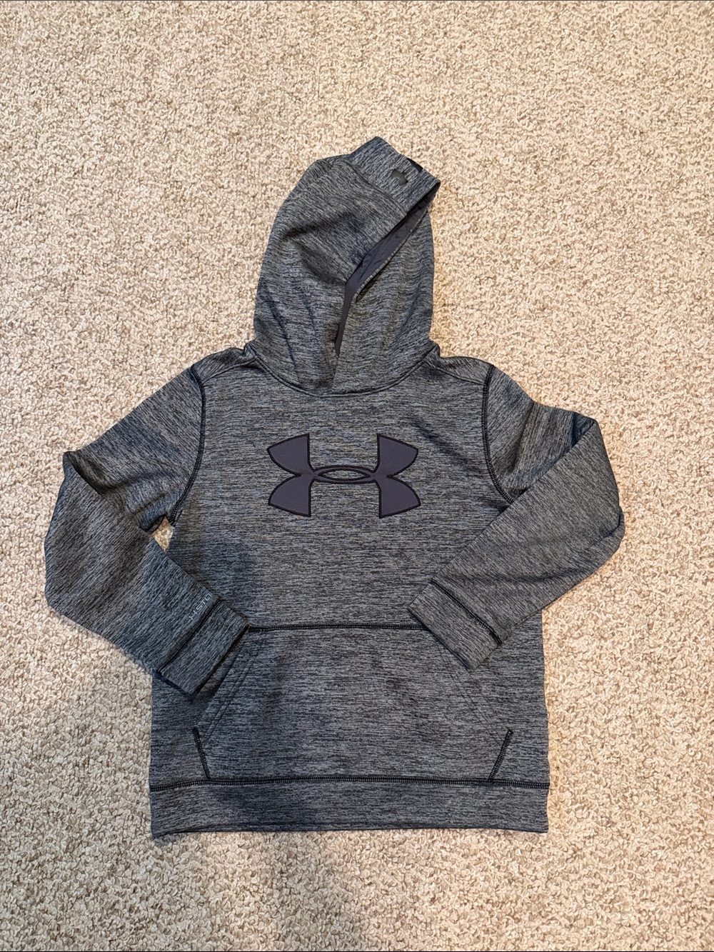 Under Armour Charcoal/Black Boys' Hoodie - Logo Pullover Size Youth Medium